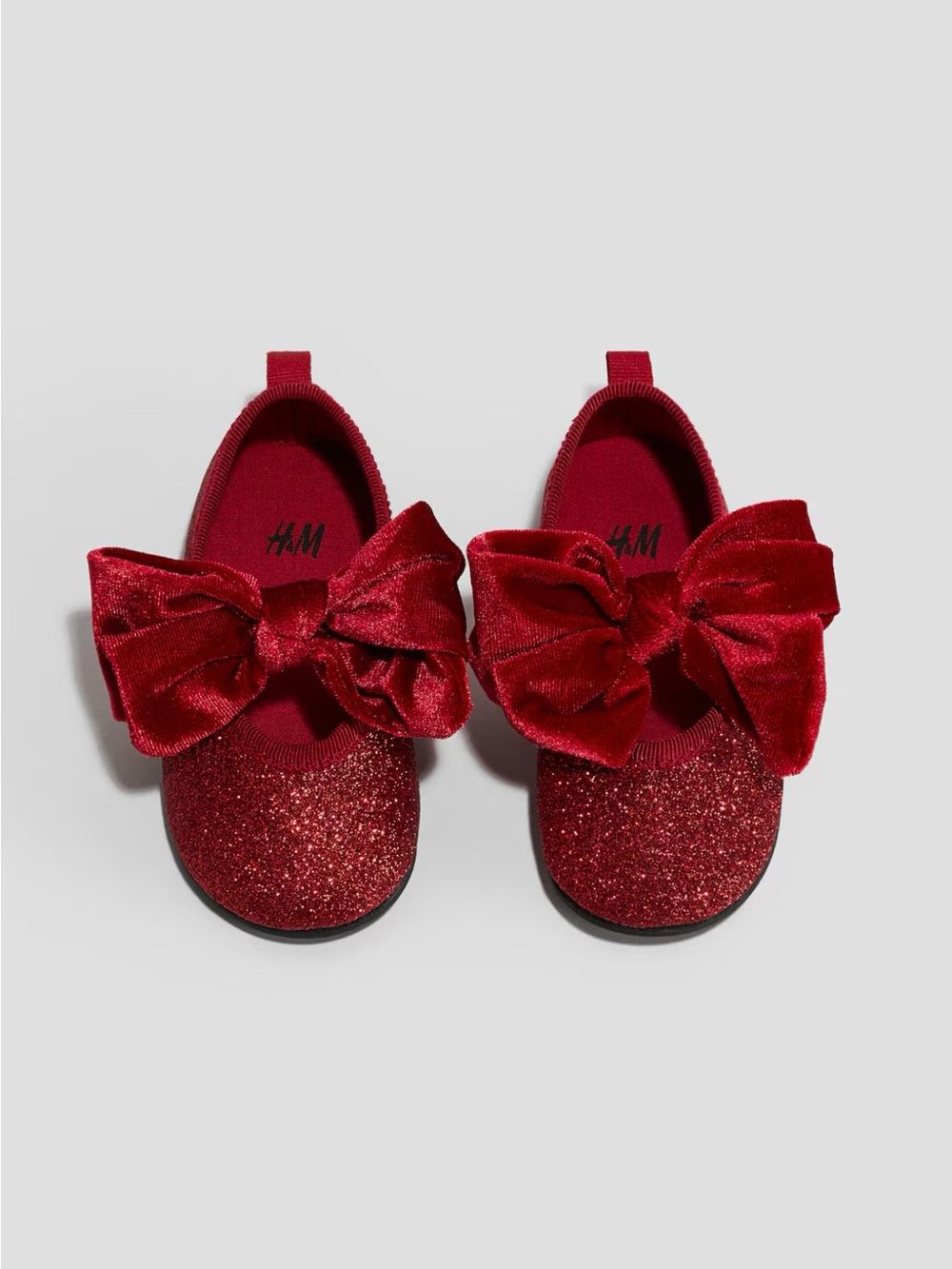 H&M Red Glitter Bow Kids Shoes 7.5 Toddler